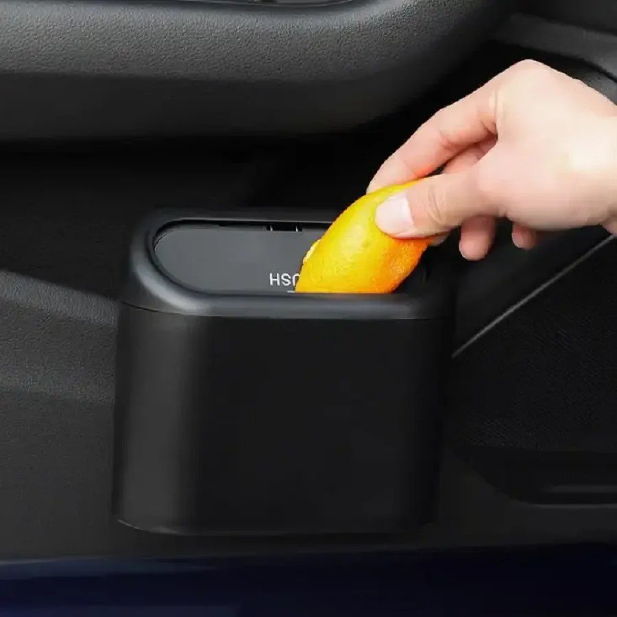 Car Bin Hanging Vehicle Garbage Dust Case Storage Box Black Square Pressing Type Trash Can Auto Interior Accessories