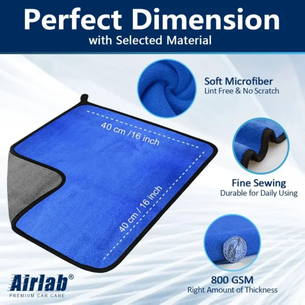 Microfiber Car WashingTowel Soft Quick Drying Windows Mirrors-Wiping Rags Home Double Layer Cleaning-Cloths 500GSM